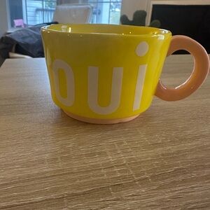 Oui Yellow and Pink Mug